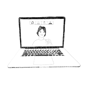 illustration of a laptop with people on zoom